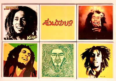 DIY 6 Handmade Ceramic Coasters LP Album Cover BOB MARLEY WAILERS Kaya Exodus +