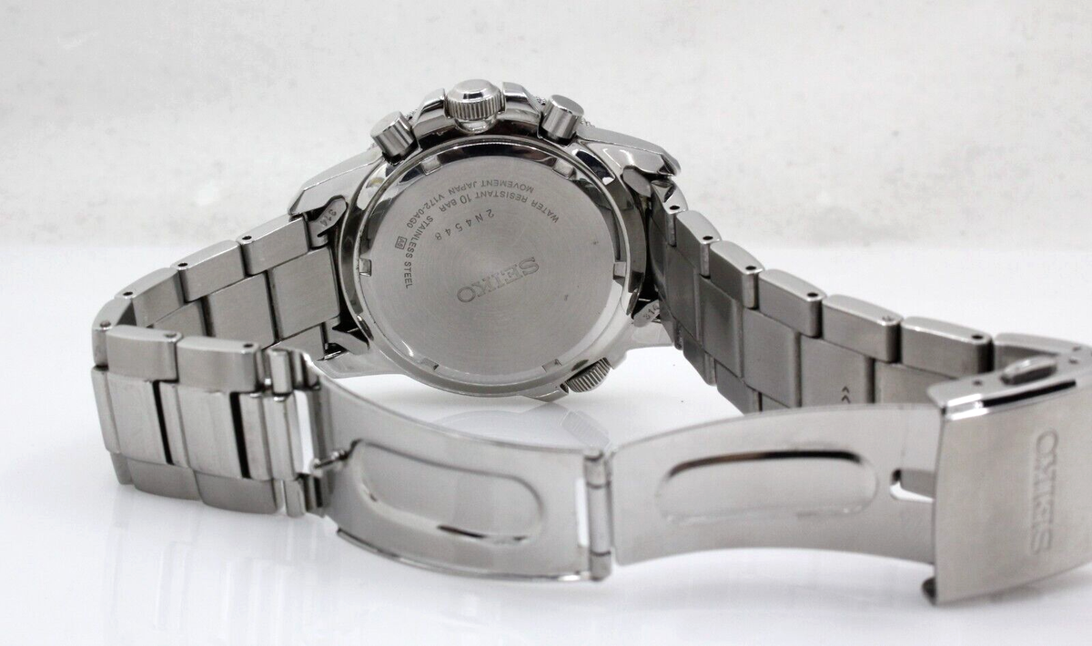 Seiko Solar Men's Chronograph 42mm Black & Yellow Dial W/ Date