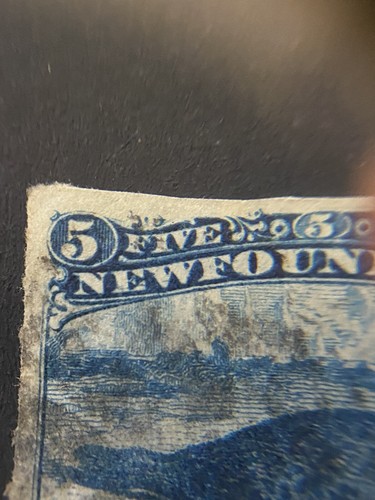 1876 #40 Newfoundland 'Harp Seal' Blue 5 Cent Stamp, Major Re-entry, Fine Used. - Picture 4 of 7
