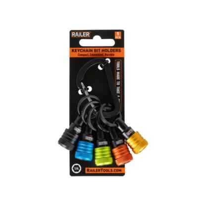 Railer Bit Holder Keychain 5pc - 1/4 inch Hex Shank Bit Holders - Quick-chang