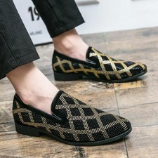 Men's Formal Loafers Rhinestone Slip On Party Dress casual Shoes