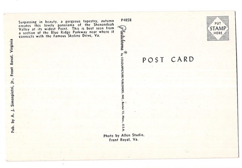 2 People AUTUMN Panorama BLUE RIDGE PARKWAY Skyline Drive Virginia Postcard VA - Picture 2 of 2