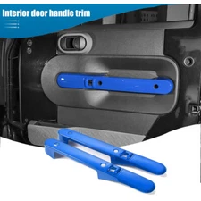2x Inner Door Handle Panel Cover Trim Decor Bezel For Jeep Wrangler JK 07+ Blue