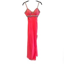 WOW Pink Beaded Pageant Prom Dress Gown Sleeveless Size 2