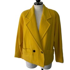 Chaus Blazer Womens Size 10 Vintage Yellow Wool Jacket Double Breasted Classic