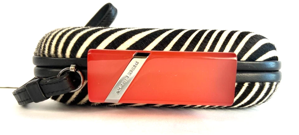 Mini clutch Matthew Williamson Italia estampado de cebra muñeca de cabello RARO Foto 4 de 4