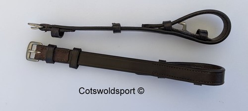 CS English Leather Cheek Pieces only for bridle HAVANA FULL billet - Picture 2 of 2