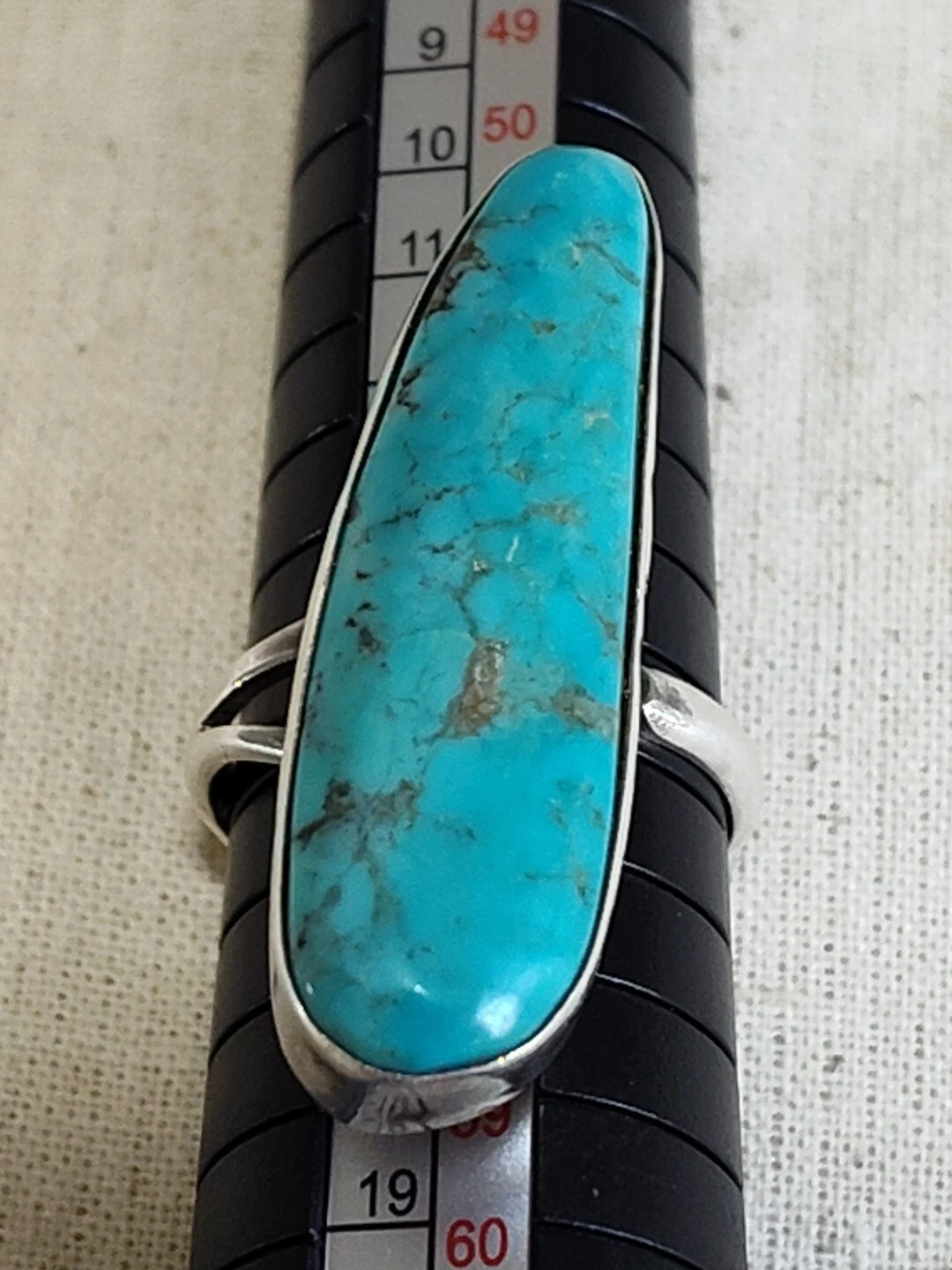 Vintage Navajo Turquoise Ring Signed C. Manning Size 7 D8