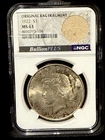1922 Peace Dollar MS 63 NGC Silver Coin in Original Bag Fragment