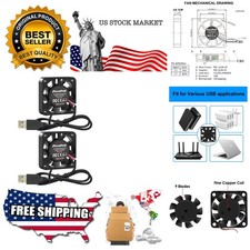 2 Pack USB Brushless Cooling Fan, DC 5V 40mm x10mm 4200 RPM Speed 4010 Small ...