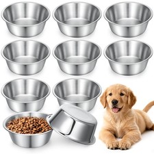 10 Pcs Stainless Steel Dog Bowls Bulk, 6.9 Inch Thickened Metal Food and Wate...
