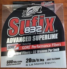 Sufix 832 Advanced Superline 600yd, 20lb Test, Sunrise  Fishing Line