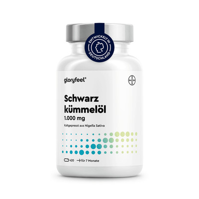 Schwarzkümmelöl 420 Kapseln - 1000 mg hochdosiert + Vitamin E kaltgepresst