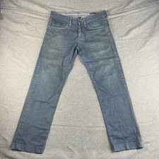 Benetton Jeans Size 32 Slim Fit Blue Denim Cotton Zippered Workwear Adult Casual
