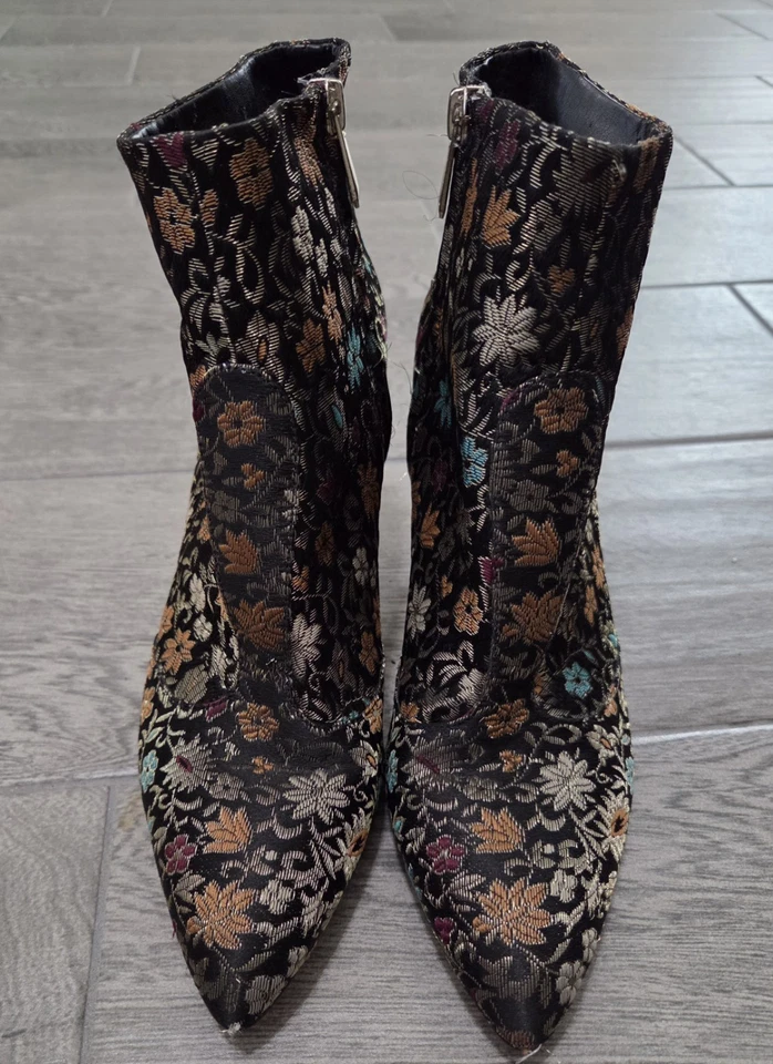 Sam Edelman Olette Negro Floral Brocado Tapiz Stiletto Botines Talla US 9 Foto 2 de 4