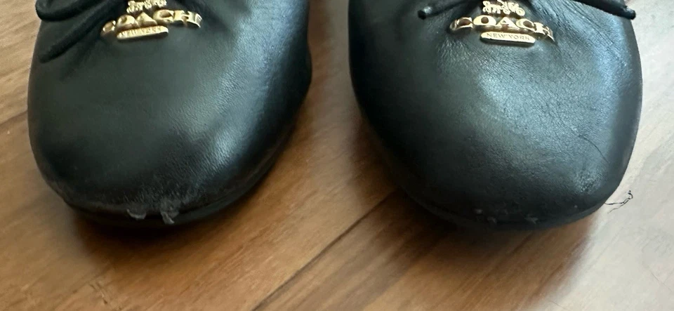 Coach Designer Black Signature Gold Ballerina Flats Sz 10 Women Dress Shoes - Image 4 of 4