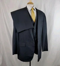 Vintage Duru's Chicago Tailor Mens 3 Piece Suit 44L Jacket 38x34 Pants Charcoal