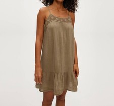 Michael Stars Emree Crochet Trim Mini Dress Beige