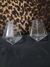 Pair Of Dragon Glassware Clear Whiskey Glasses Diamond Tilted Cocktail Barware