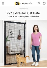meowsafe 72" Extra-Tall Cat Gate Safe  Secure cat proof protection 44-78  Width