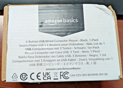 AMAZON BASICS 3-BUTTON USB WIRED MOUSE B005EJH6RW ZZ7-1