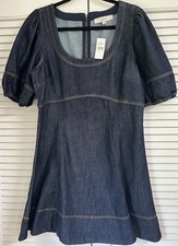 NWT Ann Taylor Puff Sleeve Denim Swing Dress Sz 8