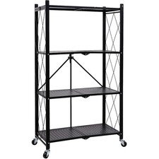 Black 4-Tier Metal Collapsible Garage Storage Shelving Unit (28 in. Wx50 in. Hx1