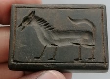 Ancient Stone Stamp Seal Horse Carving Intaglio Bead Pendant Collectible Roman