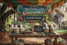 Live Louisiana Spanish Moss  15.00 for 2 gallons.