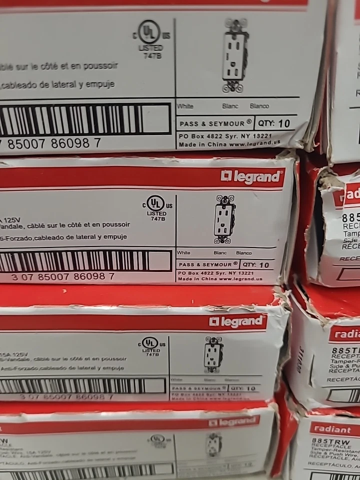 14 Box Pass & Seymour 885TRW White 15A Tamper Resist Decorator Receptacles 10-pk - Image 4 of 4