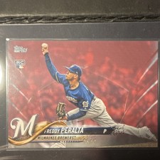 Topps 2018 Update Series Freddy Peralta Rookie Serial Numbered #US39 /50 Brewers