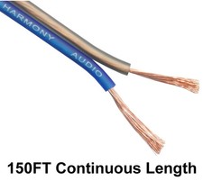 Harmony Audio 16 Gauge CCA Car Home Stereo Blue Speaker Wire Cable 150 Feet New