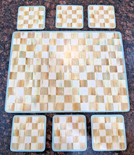 Mackenzie Childs Parchment Check Cork Back Placemat And 6 Coasters