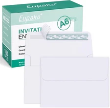 Eupako A6 White Envelopes 4X6, 100 Pack Self Seal Envelopes for 4X6 Cards, Photo