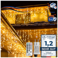LED Lichterkette AußEn 10M 440LED Eiszapfen Mit Timer 8 Modi IP44 Warmweiß