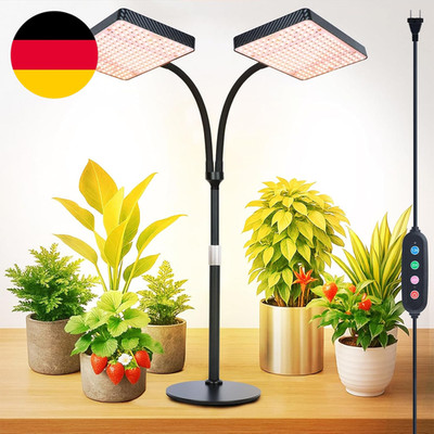 Fecida 50 Watt 2-Kopf Vollspektrum Tischplatte Pflanzenlampe Mit Zeitschaltuhr F