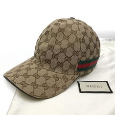 Gucci GG Canvas Baseball Cap, Sherry Line, Brown, Size L, 200035, Unisex, Men's