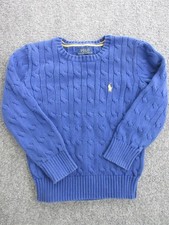 Polo Ralph Lauren Sweater Kids 5 Blue Cable Knit Cotton Crewneck Pullover