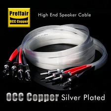 Pair Silver Plate OCC Flat HiFi Speaker Cable...