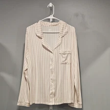 NWT Stars Above 1X Pink/White Stripe Pajama Set Button Top Drawstring Bottom