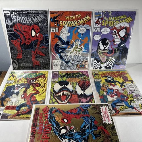 Marvel Comics Spider-Man 1988 Comic Book Lot Of 7 Venom Comics Vintage 80s 90s