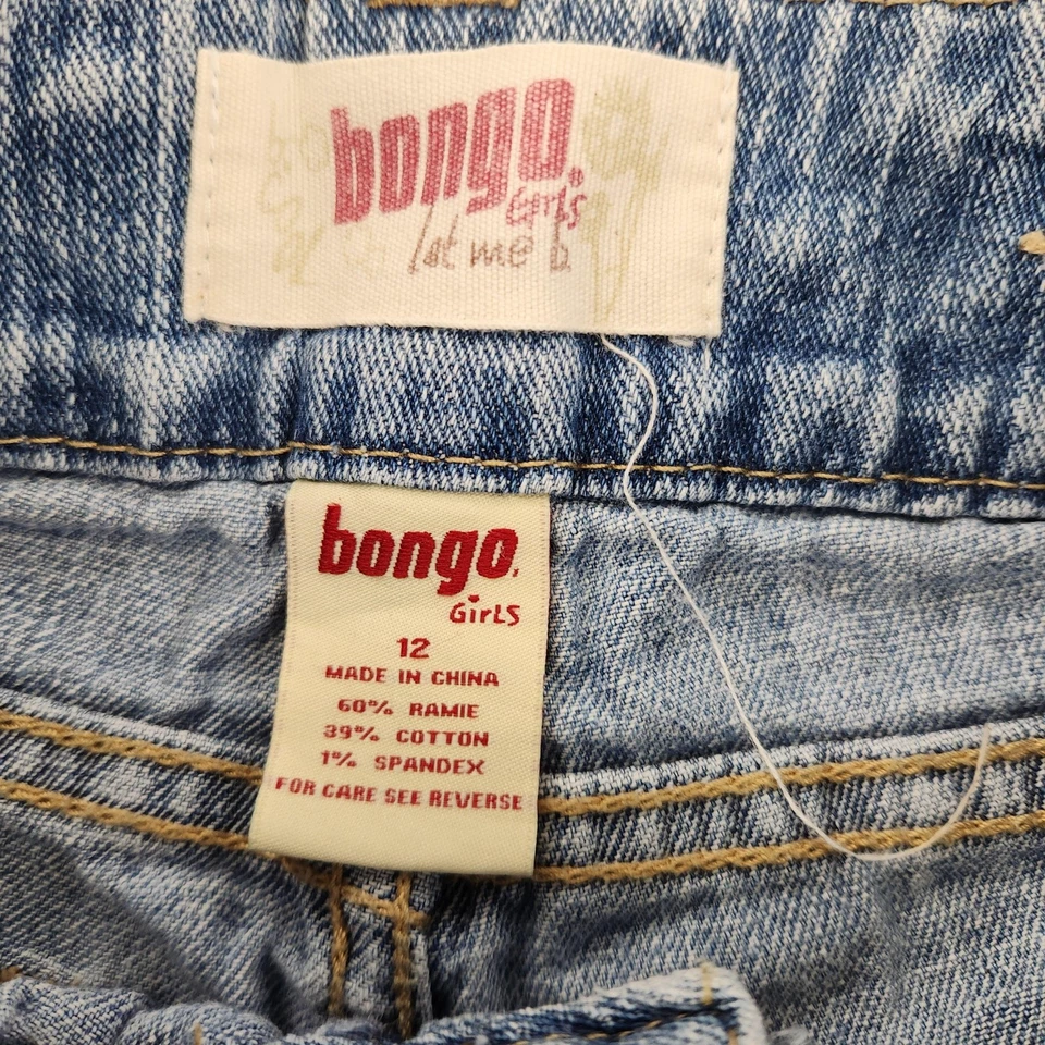 Jeans Bongo Niñas 12 Lavado Claro Azul Bordado Cintura Bolsillos Doble Botón Foto 3 de 4
