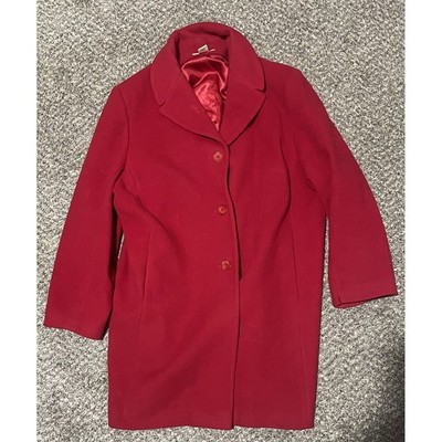 Preston & York Red 100% Wool Coat Jacket Plus Size 24W Mid Length Button Front