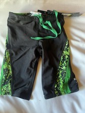 NWT Speedo Swimsuit Jammers Black  Green Boys Size 24 for Competitive Swimming