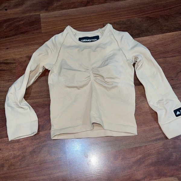 ADIDAS FORMOTION Size S Small Long sleeve Active Shape Fitting Gym Top Beige S