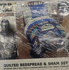 Star Wars Mandalorian Grogu Quilted Bedspread and Sham Set 60x80in 20x26in
