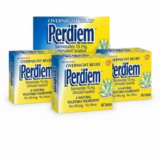 3 Pack Perdiem Overnight Constipation Relief Laxative Pills 60 Ct Each Fast Ship