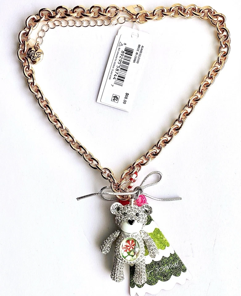 Collar Betsey Johnson Oso de Cristal Blanco Adorno Convertible Nuevo con Etiquetas Foto 4 de 4