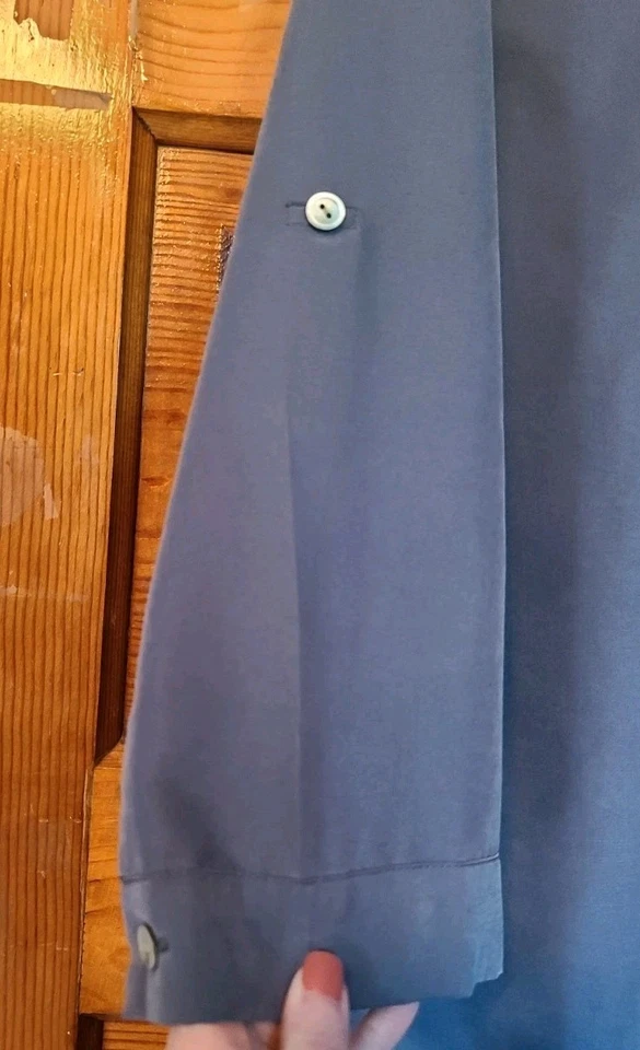 Blusa J JILL Gris Lila Abotonada Volantes Pintuck Manga 3/4 Talla Pequeña Foto 4 de 4