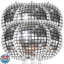 KatchOn, Big Silver Disco Ball Balloons - 22 Inch, Pack of 6 Disco Party Deco